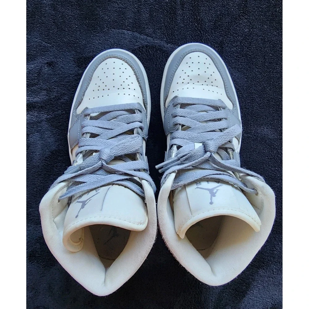 Nike Air Jordan 1 Mid Stealth White Grey BQ6472-115 Womens 6.5 Sneaker
